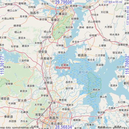 Wucheng on map