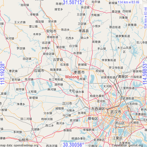 Wolong on map