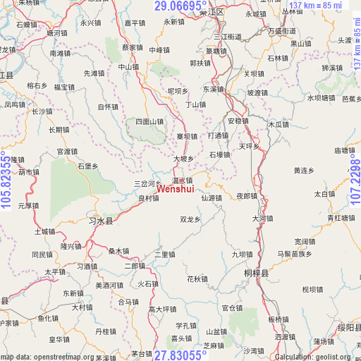 Wenshui on map