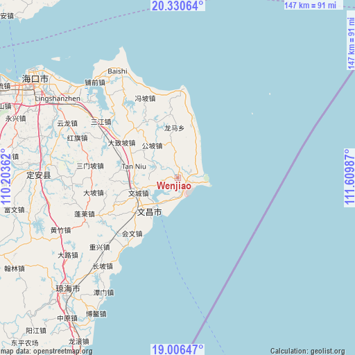 Wenjiao on map