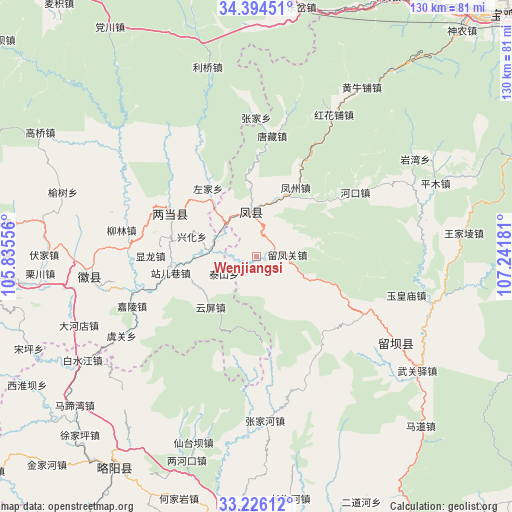 Wenjiangsi on map