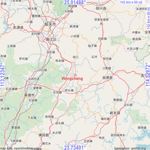 Wengcheng on map