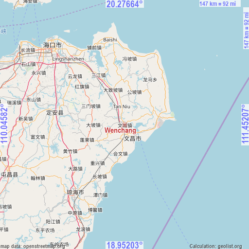 Wenchang on map