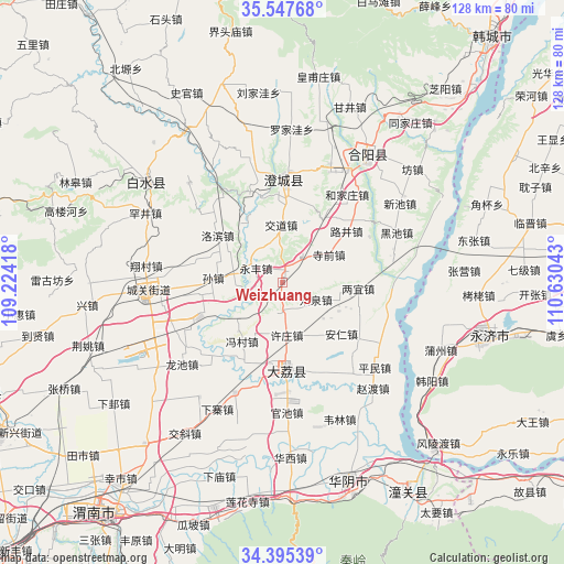 Weizhuang on map