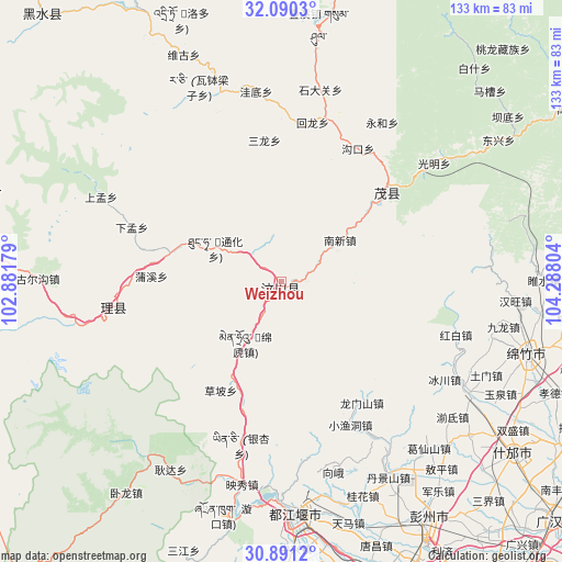 Weizhou on map