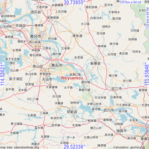 Weiyuankou on map