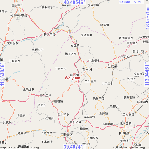 Weiyuan on map