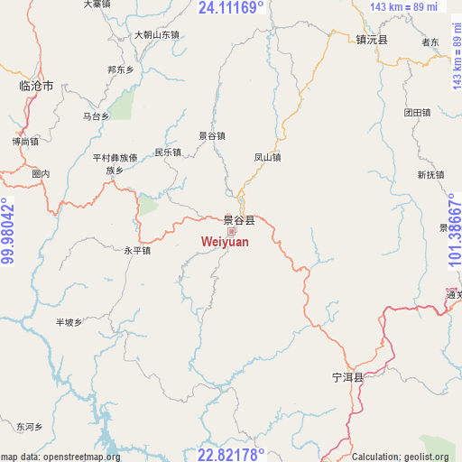 Weiyuan on map