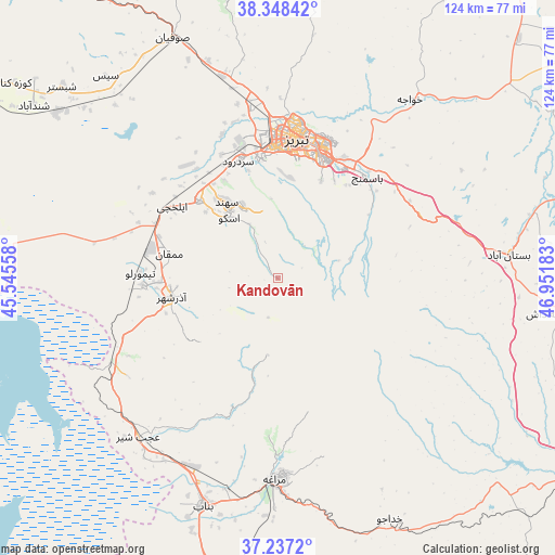 Kandovān on map