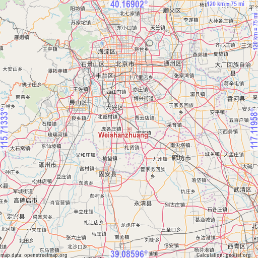 Weishanzhuang on map