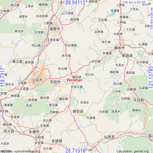 Weishan on map