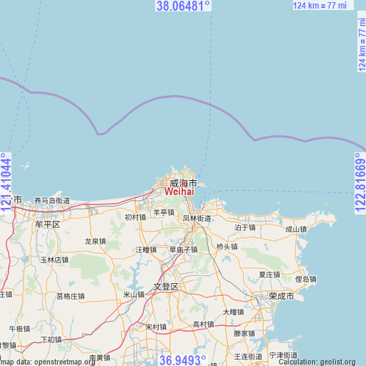 Weihai on map