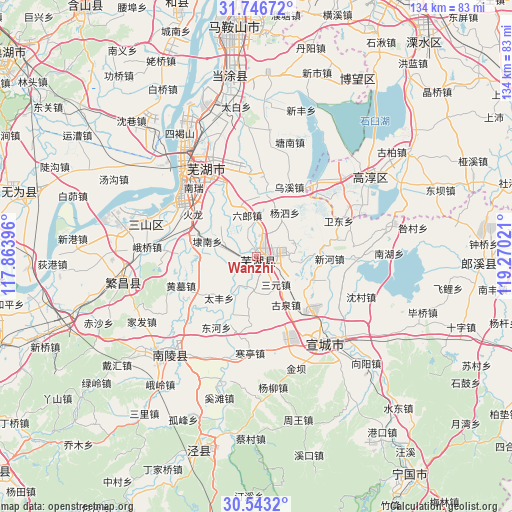 Wanzhi on map