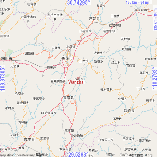 Wanzhai on map