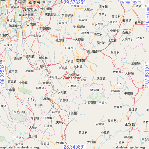 Wansheng on map