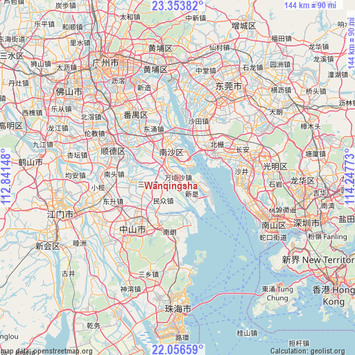 Wanqingsha on map