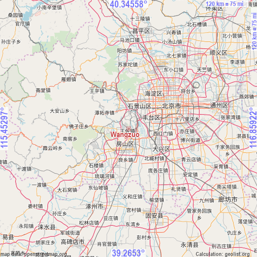 Wangzuo on map