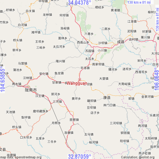 Wangguan on map