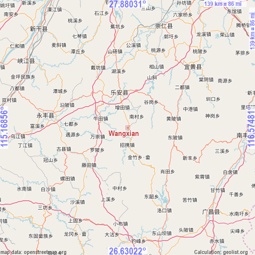 Wangxian on map