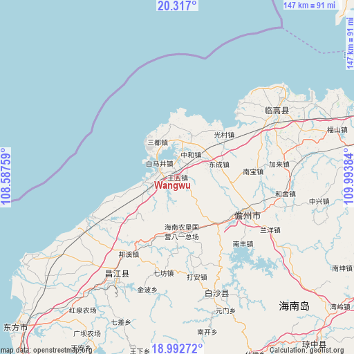 Wangwu on map