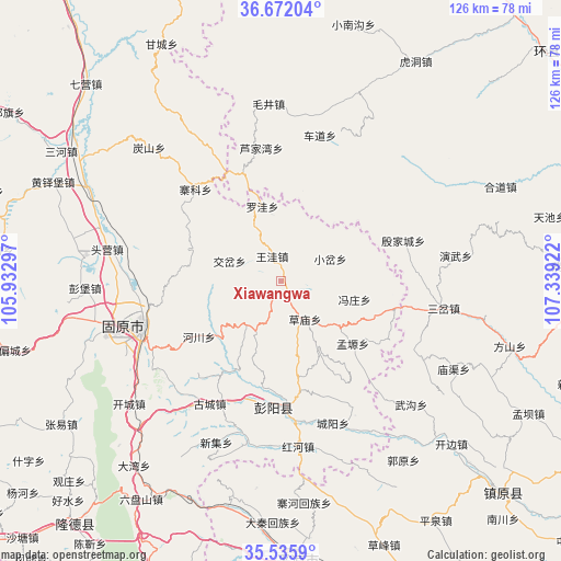 Xiawangwa on map