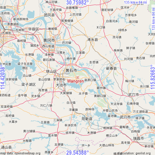 Wangren on map