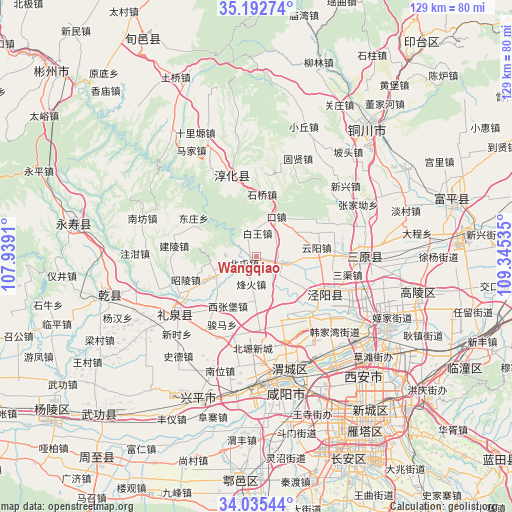 Wangqiao on map