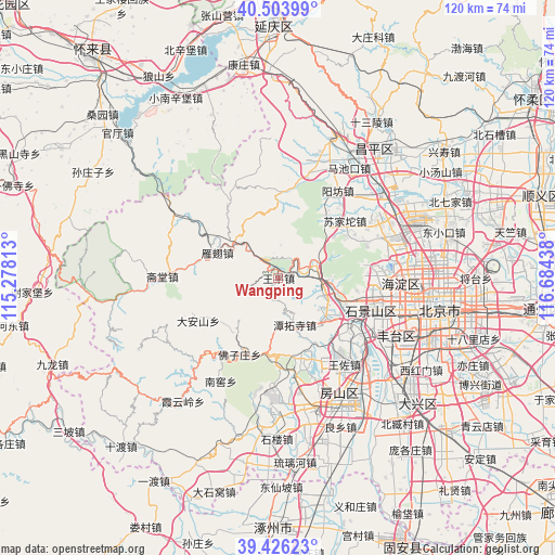 Wangping on map