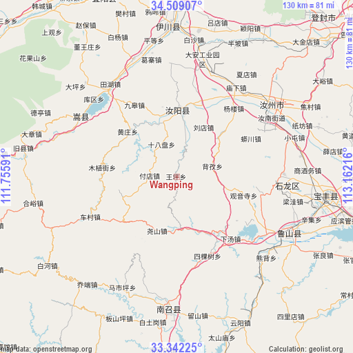 Wangping on map