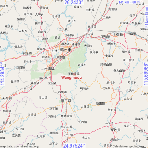 Wangmudu on map