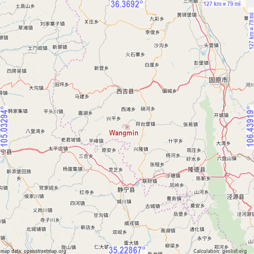 Wangmin on map