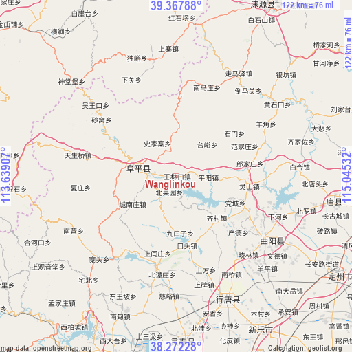 Wanglinkou on map