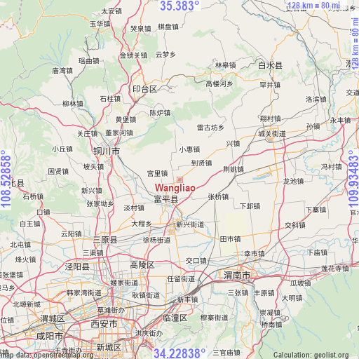 Wangliao on map