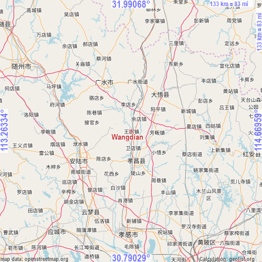 Wangdian on map