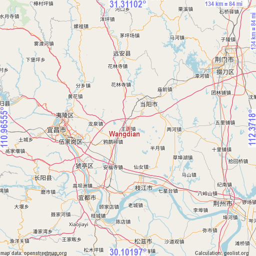 Wangdian on map