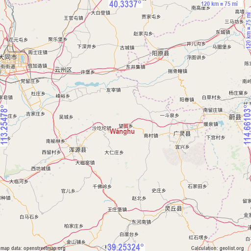 Wanghu on map