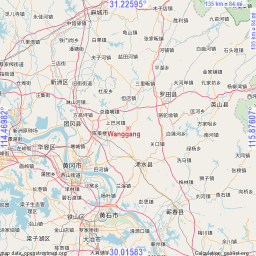 Wanggang on map