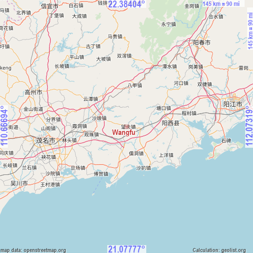 Wangfu on map