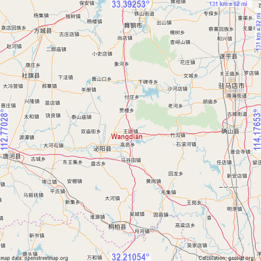 Wangdian on map