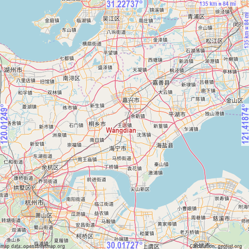 Wangdian on map