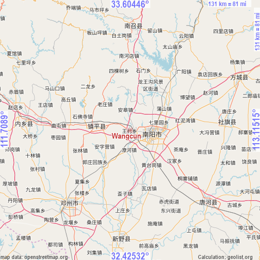 Wangcun on map