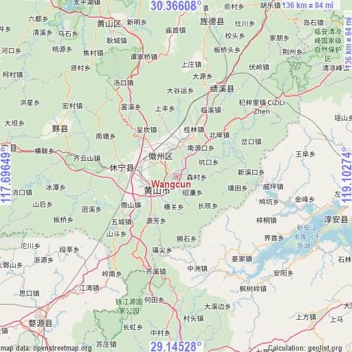 Wangcun on map