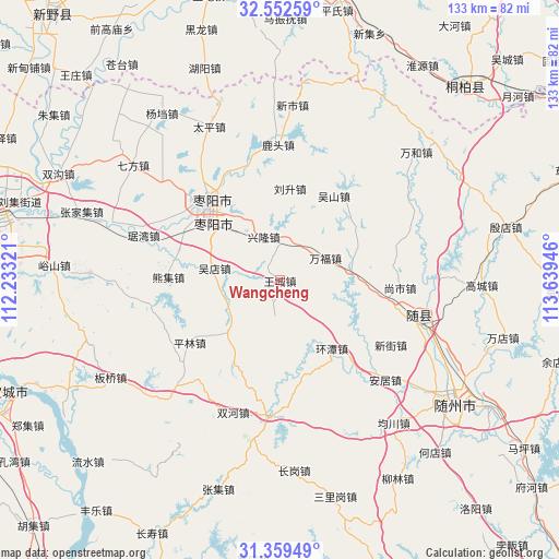 Wangcheng on map