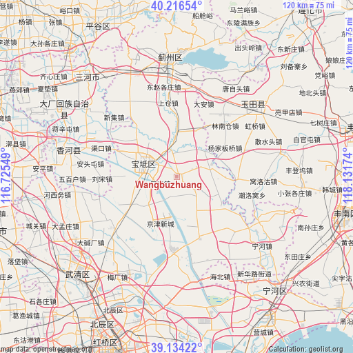 Wangbuzhuang on map