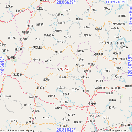 Tuoxi on map