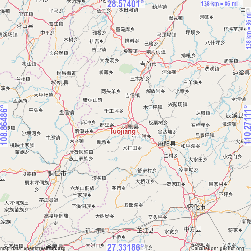 Tuojiang on map