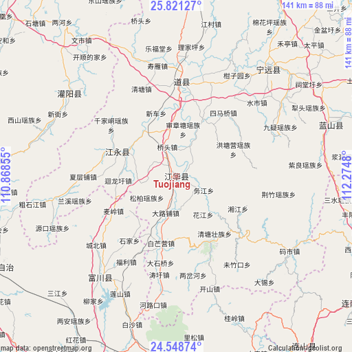 Tuojiang on map