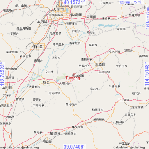 Tuofeng on map