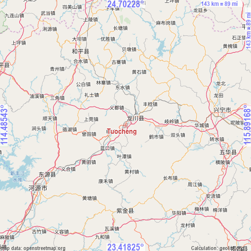 Tuocheng on map