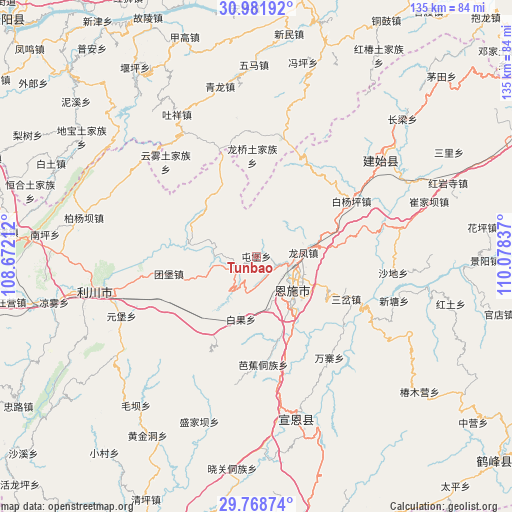 Tunbao on map